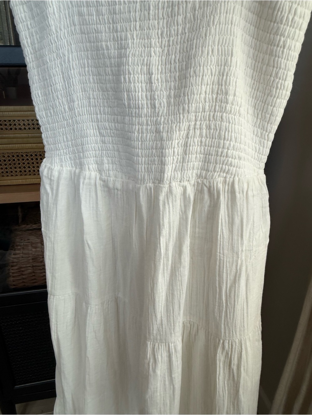 NEW Quince Organic Cotton Gauze Smocked Sleeveless Maxi Dress White Small Summer - Picture 3 of 8
